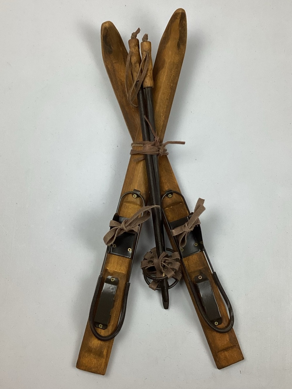 Decorative Wooden Skis With Poles Vintage Style Cabin Lodge Christmas Decor